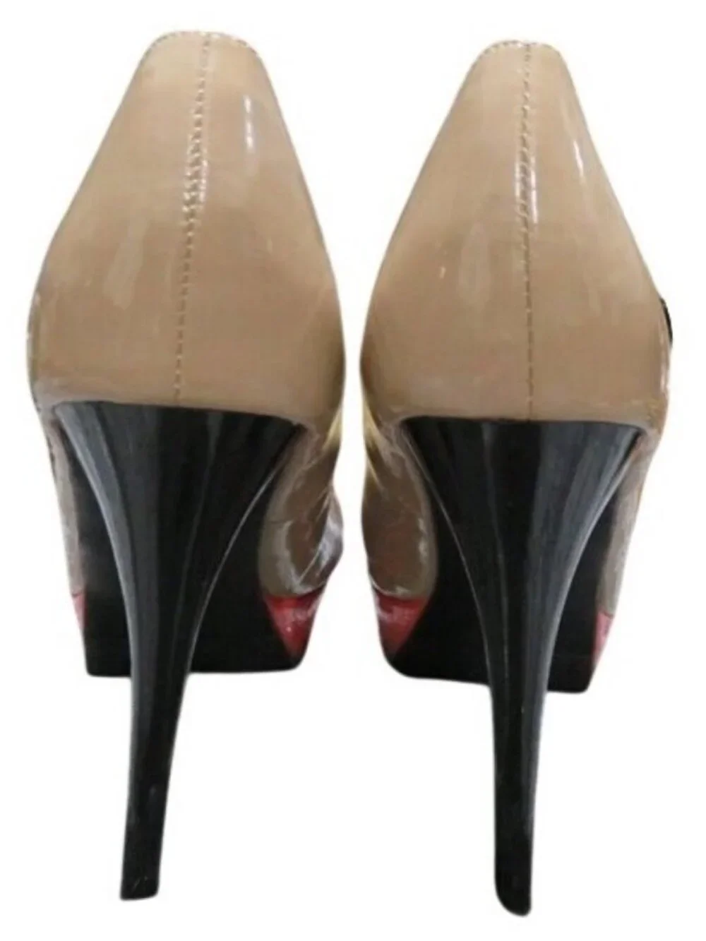 Mossimo Tan Coral Black Colorblock Patent Leather 1.5